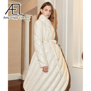 Belt Down Jacket Women Winter