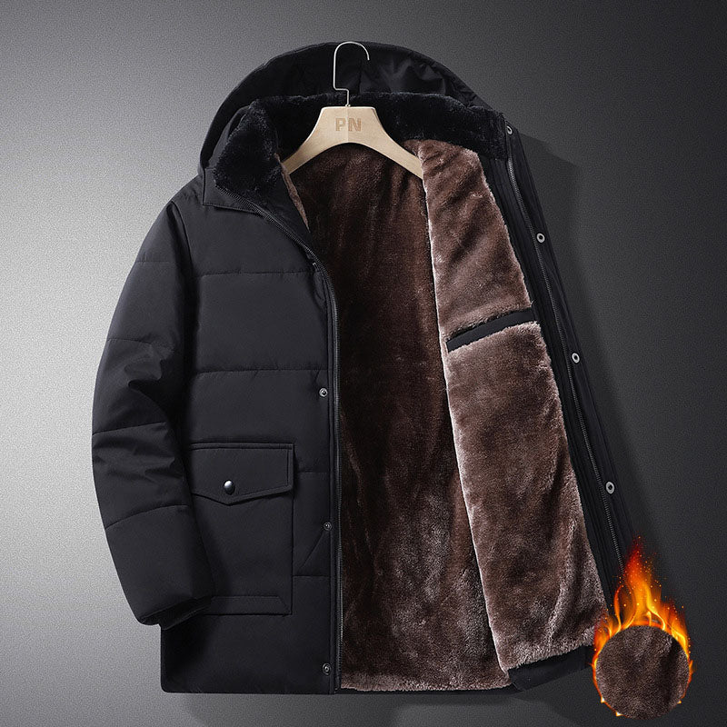 Coat men's winter new style with added velvet