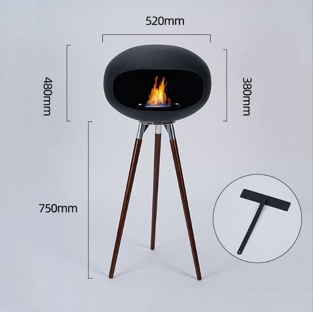 Tall fireplace real stove outdoor interior decoration