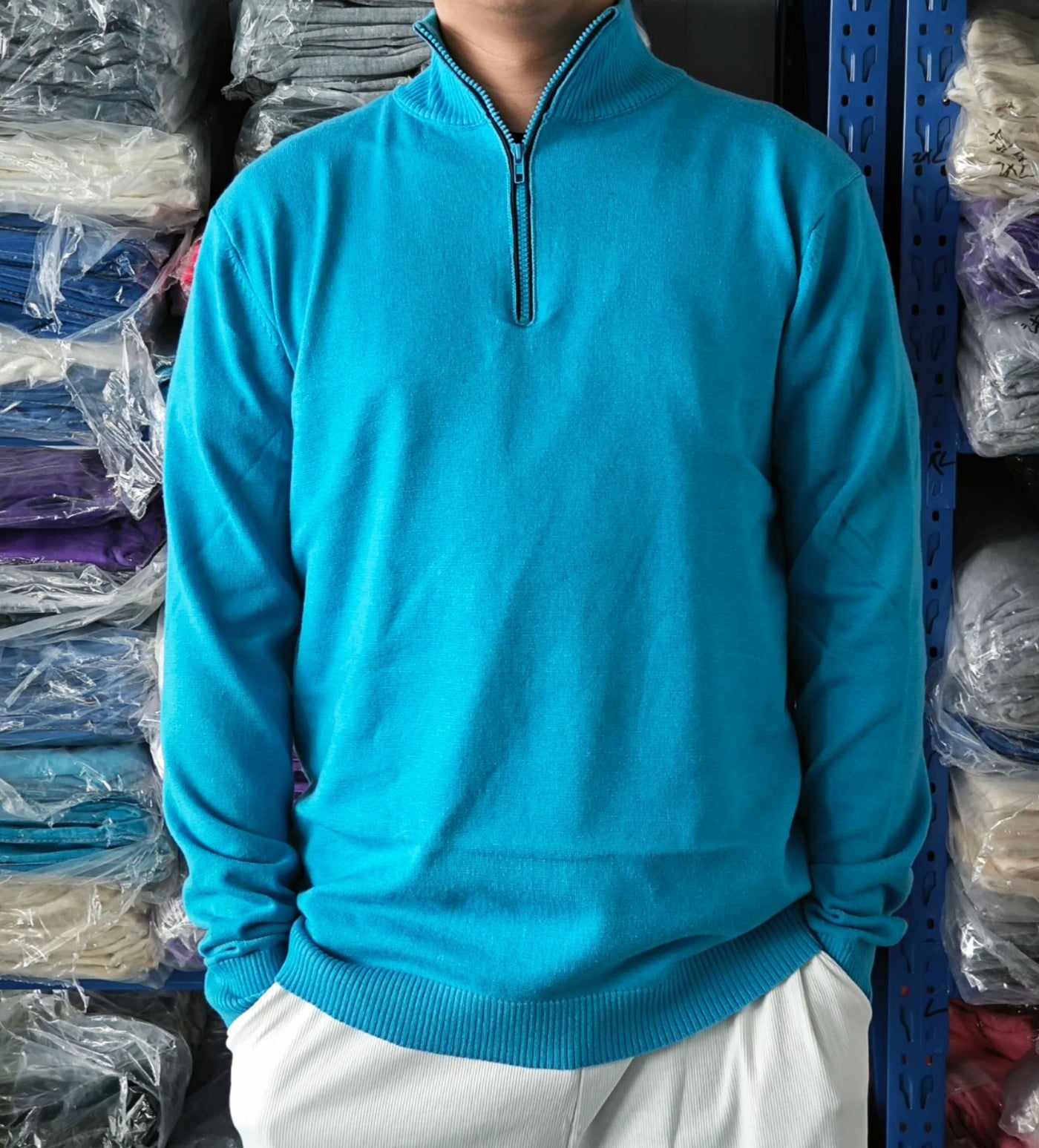 Men's Zipper Stand up Collar Sweater