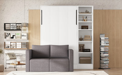 Twin Size Murphy Bed Wall Bed with Sofa,with Shelves