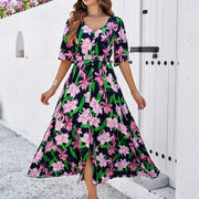 Women's Spring/Summer Vacation Casual Printed Split Dress