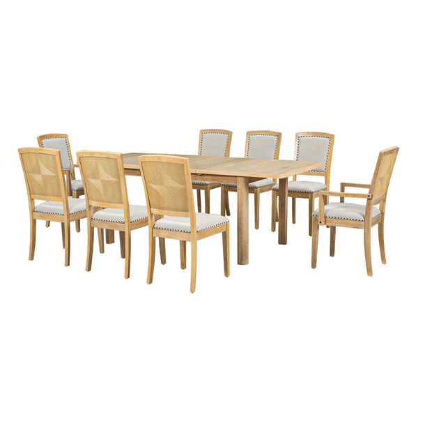 expandable 84 inch dining table set with 24 inch detachable leaves