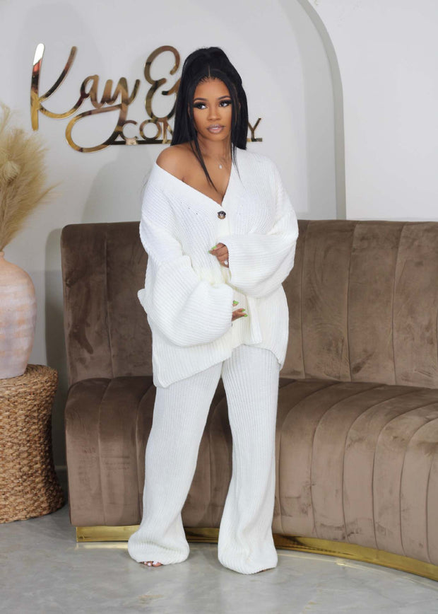 Solid color V-neck breasted cardigan