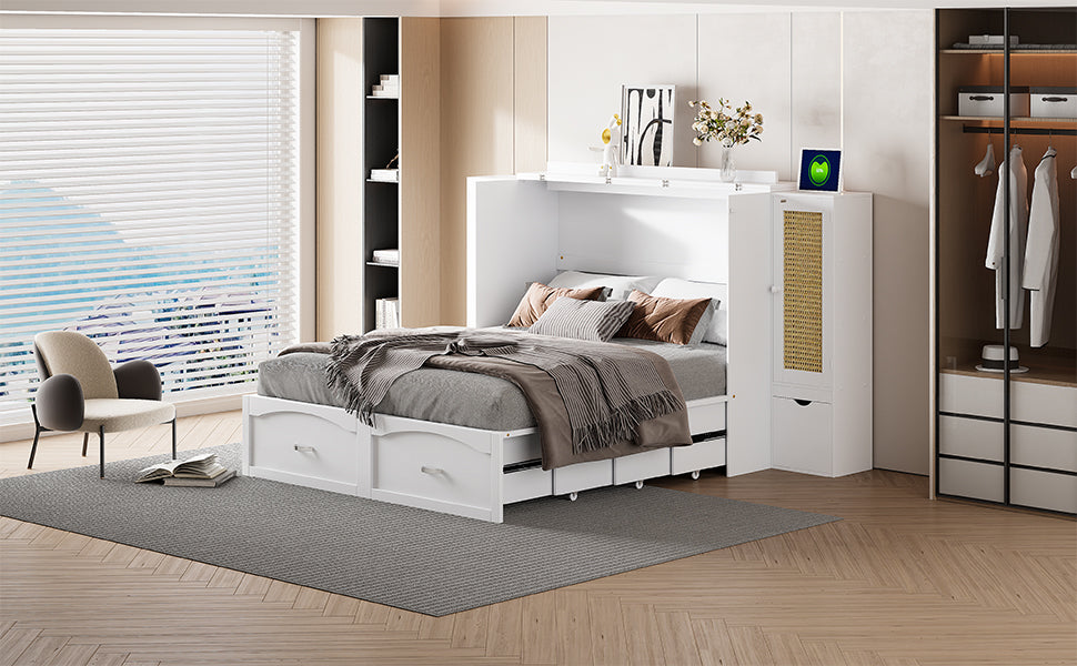 Large Murphy bed wall mounted bed with drawers