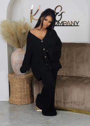 Solid color V-neck breasted cardigan