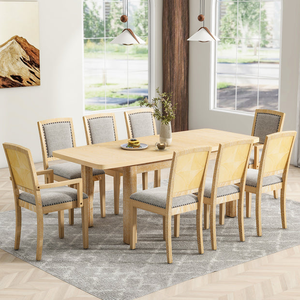 expandable 84 inch dining table set with 24 inch detachable leaves