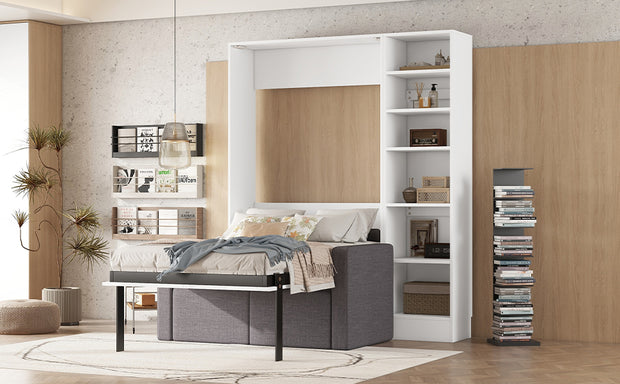 Twin Size Murphy Bed Wall Bed with Sofa,with Shelves