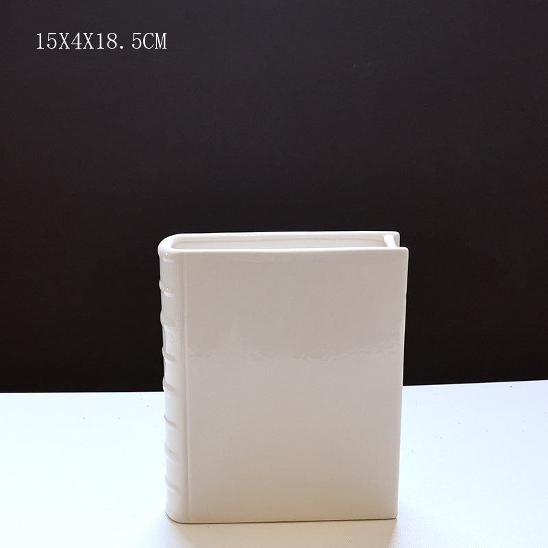 Book Vase - Ceramic, Cute & for Home Decor, with Flower