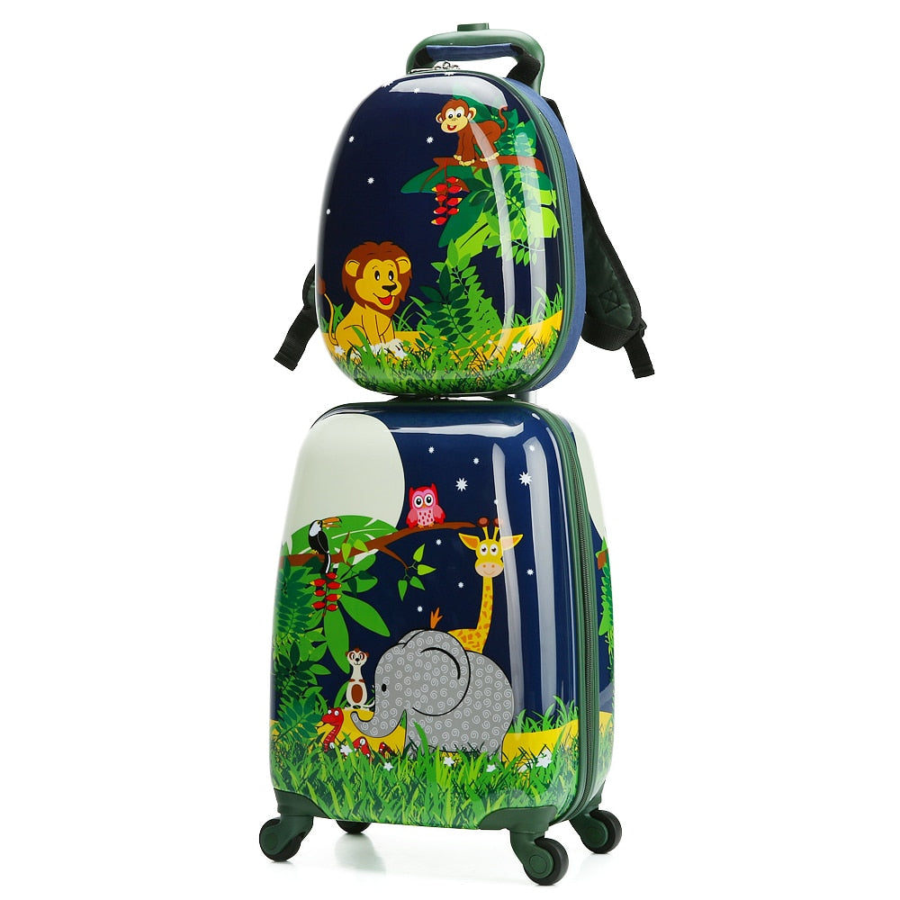 Letrend Cartoon Cute Animal Kids Rolling Luggage Set