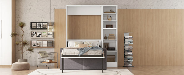 Twin Size Murphy Bed Wall Bed with Sofa,with Shelves
