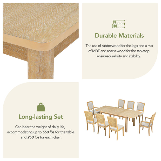 expandable 84 inch dining table set with 24 inch detachable leaves
