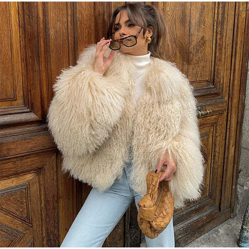 Personalized street elegant faux fur warm jacket