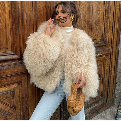 Personalized street elegant faux fur warm jacket
