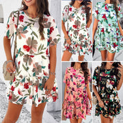 Leisure vacation printed short sleeved dress