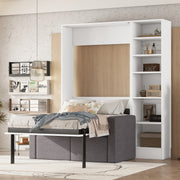 Twin Size Murphy Bed Wall Bed with Sofa,with Shelves