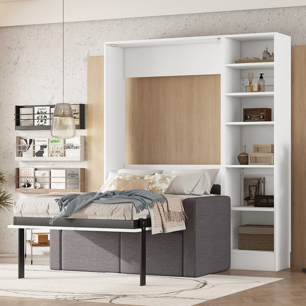Twin Size Murphy Bed Wall Bed with Sofa,with Shelves