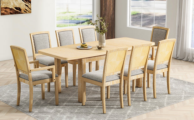 expandable 84 inch dining table set with 24 inch detachable leaves