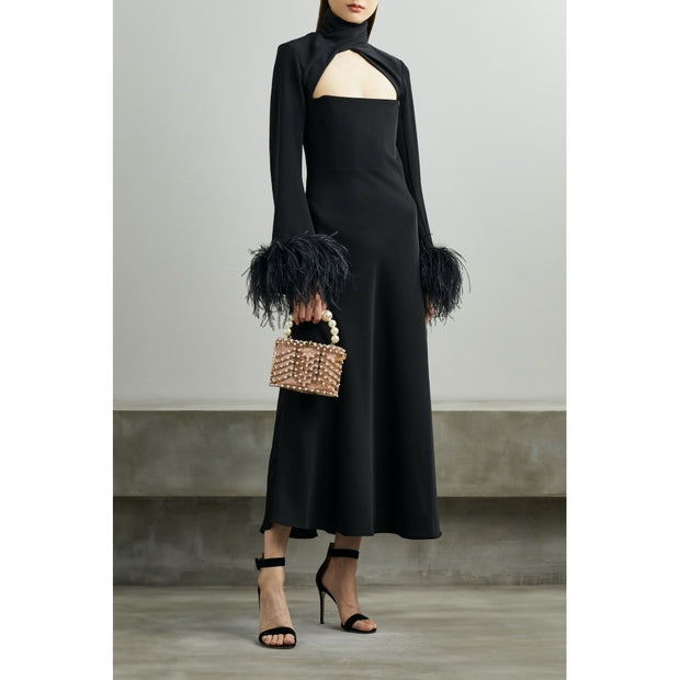 Customized  Women Black Ostrich Feather