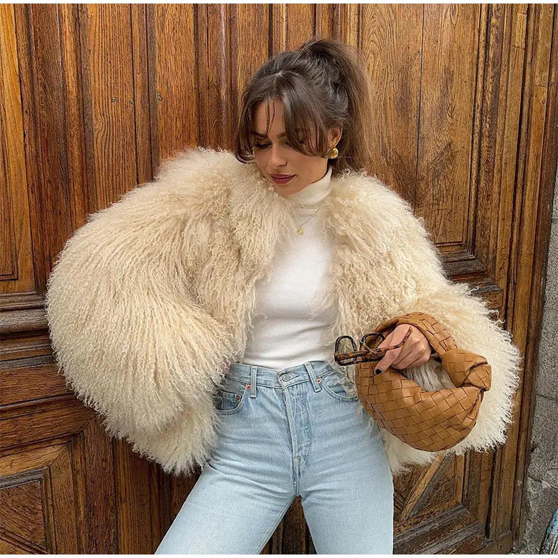 Personalized street elegant faux fur warm jacket