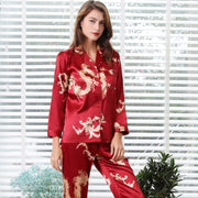 Simulated silk couple sleepwear new long sleeved