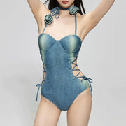 Cowboy waist strap hot spring vacation jumpsuit for women