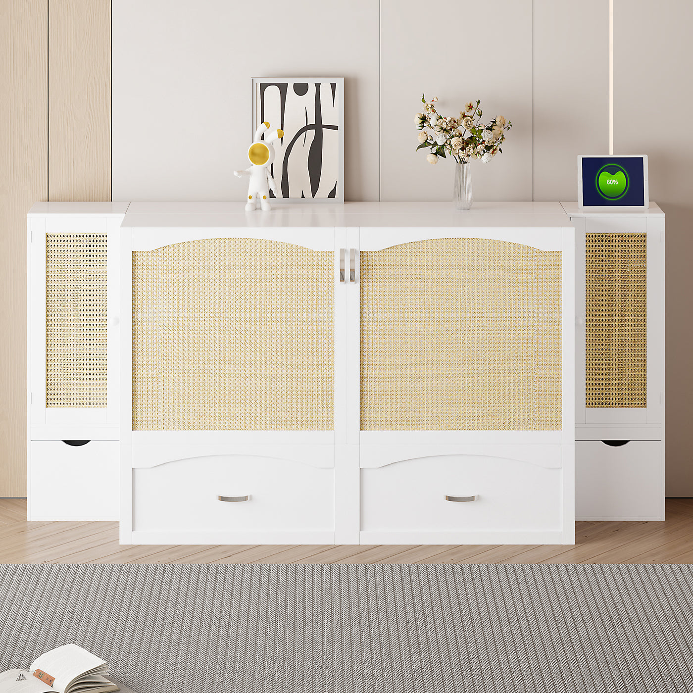 Large Murphy bed wall mounted bed with drawers