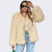 Personalized street elegant faux fur warm jacket