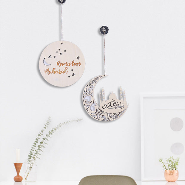 Ramadan Circle Moon Wood Piece Wall Decor